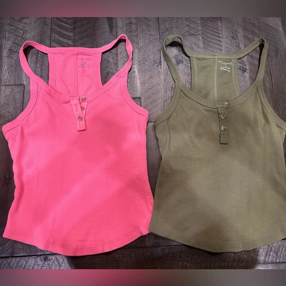 2 Pilcro Racerback Ribbed Tanks - Picture 1 of 5
